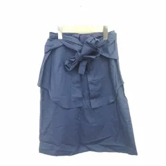 アズールバイマウジー AZUL by moussy スカート 台形 ひざ丈 無地 シンプル 腰結び サイドジップ S ネイビー 紺 /TT33