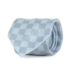 LOUIS VUITTON ルイヴィトン ネクタイ ライトブルー | ダミエ クラシック シルク ネクタイ / イタリア製 クラヴァット M67990 | ブランド ファッション アイテム【メンズ】【中古】