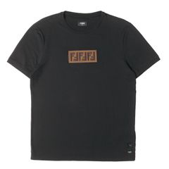 111 フェンディ ズッカ FFボックスロゴ ワッペン Tシャツ 黒【希少L