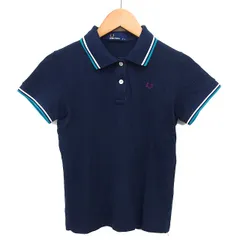 フレッドペリー FRED PERRY ステンカラー ポロシャツ コットン 綿 ボーダー 半袖 S 紺 ネイビー /NT23