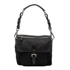 プラダ 三角ロゴプレート ヴェラ ポコノ ワンショルダーバッグ ハンドバッグ BR2156 ブラック テスートナイロン/サフィアーノレザー レディース PRADA【1-0261610】