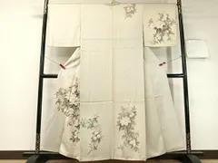 平和屋着物▼訪問着　刺繍　手描き　枝花文　暈し染め　金糸　正絹　逸品　未使用　CABF0544vp