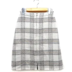 N.Natural Beauty Basic N.ナチュラルビューティーベーシック 台形 スカート ニット 膝丈 チェック 柄 前開き ウール混 XS アイボリー 白 /HT3