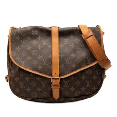 ルイ ヴィトン モノグラム ソミュール35 斜め掛け ショルダーバッグ M42254 ブラウン PVC レザー レディース LOUIS VUITTON【1-0264482】