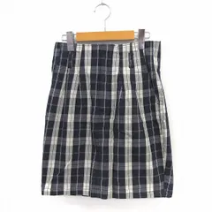 ヘザー Heather スカート タイト チェック 膝丈 ポケット ウエストゴム M ネイビー /ST19