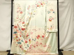 平和屋着物■豪華振袖　駒刺繍　枝花文　暈し染め　金銀彩　正絹　逸品　CABF3987ev