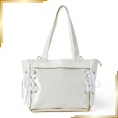 【新品】 [Across] 痛バッグ かわいい レースアップ ショルダー トート 見せ 透明 レディース BAG ビニール バック 透ける A4 リボン (ホワイト) 0