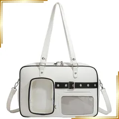 【新品】 [HIKKER-LINK] ショルダーバッグ レディース リュックサック 痛バ: 推し活グッズ 斜めがけ PUレザー 透明PVC 可愛い クリア 4way a4 耐久性 ダブルポケット 人形入れ ぬいポーチ 日常使い 贈り物 女の子 彼女 二次元 1