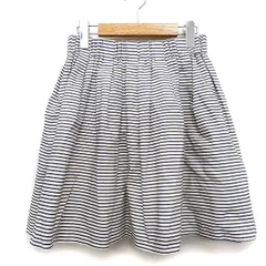 アナトリエ ANATELIER フレア スカート ミニ 膝上 ボーダー 柄 ギャザー 38 アイボリー 白 /HT19