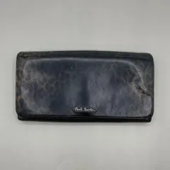 希少　Paul Smith　ポールスミス　長財布　フラップ　レオパード　豹柄　レザー　黒　ブラックのサムネイル