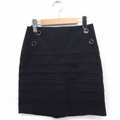 インディヴィ INDIVI スカート ティアード 台形 ミニ コットン 綿 36 ブラック 黒 /FT13