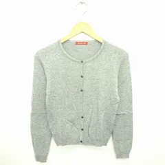 アプワイザーリッシェ Apuweiser-riche カーディガン ニット 丸首 レース ウール混 長袖 2 グレー 灰 /TT11