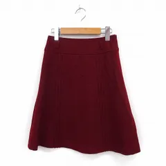 スーナウーナ Sunauna スカート 台形 膝丈 サイドジップ ウール 34 レッド /ST48