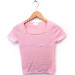 VINO ROUGE ニット セーター スクエアネック 半袖 ウール シンプル M ピンク /FT37