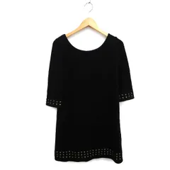 フリーズショップ Free's SHOP ワンピース フレア ミニ スタッズ コットン 綿 プルオーバー 七分袖 M 黒 ブラック /NT32