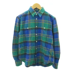 ポロ ラルフローレン POLO RALPH LAUREN 美品 RELAXED FIT シャツ チェック 長袖 XS 緑 青 グリーン ブルー 0220 ■IBO90