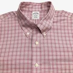 【XL】Brooks Brothers（ブルックスブラザーズ）ポロカラーBD（ボタンダウン）シャツ チェック / Slim Fit / Non-Iron / Cotton 100% ポケット付 マレーシア製 メンズXL相当