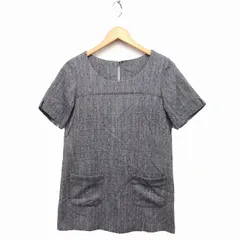 シップス SHIPS ワンピース チュニック ミニ 半袖 ボートネック Aライン グレー /FT13