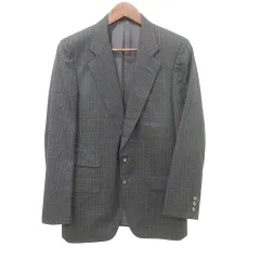 ケント&カーウェン KENT&CURWEN チェック テーラード ジャケット ウール フォーマル 94A6 グレー ■GY99