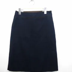 ユナイテッドアローズ UNITED ARROWS スカート 台形 ライン ひざ丈 シンプル ウール混 38 ネイビー 紺 /MT53