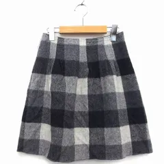 N.Natural Beauty Basic N.ナチュラルビューティーベーシック 台形 スカート 膝上 ミニ ウール混 チェック 柄 タック 厚手 XS グレー 灰 /HT32