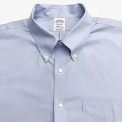 【17 1/2-33】Brooks Brothers（ブルックスブラザーズ）ポロカラーBD（ボタンダウン）シャツ ブルー / Regent Fit / Non-Iron / Supima Cotton ストレッチ Pinpoint Oxford メンズXL相当
