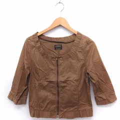 チャオパニック CIAOPANIC ジャケット アウター ノーカラー 七分袖 無地 シンプル 綿 F ブラウン 茶 /FT21