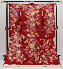 6k930 色掛下 正絹 袷 花嫁衣裳 紫 青 赤 金色 緑 白 花柄 和装 - メルカリ