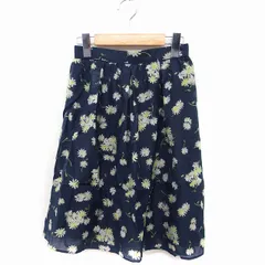 クミキョク 組曲 KUMIKYOKU 花柄 フレア スカート ひざ丈 S1 ネイビー 紺 /FT17