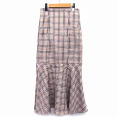 ワンアフター アナザー ナイスクラップ one after another NICE CLAUP マーメイド スカート ロング ミモレ丈 チェック 柄 S ピンクベージュ /HT24