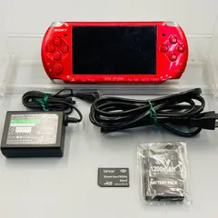 【動作確認済み】【新品バッテリー付】PSP本体 [ラディアント・レッド] PSP-3000 メモリーカード付／ACアダプター付 GH2