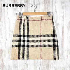 00s y2k BURBERRY LONDON バーバリーロンドン メガチェック ノバチェック ウール 台形 ミニスカート ベージュ レディース 平成ギャル