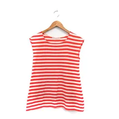 エニィファム anyFam カットソー Tシャツ ノースリーブ ボーダー F オレンジ 橙色 /KT36