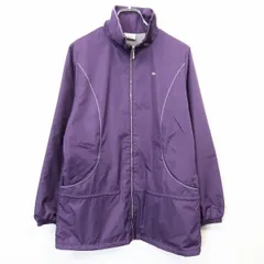 【中古】[印象AB] ellesse エレッセ レディース M パープル 紫 ポリ100% 薄手 ジップアップ ジャケット ブルゾン 刺繍部分に若干ラメ フリース系裏地 長袖のサムネイル