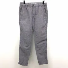 【中古】[印象AB] コムサイズム COMME CA ISM 若干薄手 パンツ テーパード ウエストゴム 無地 ジップフライ ロング 綿×麻 S ヘザーネイビー 杢紺 メンズ
