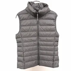古着 UNIQLO - M レディース ウルトラライトダウンベスト ノースリーブジャケット ハイネック ナイロン100%(ダウン90%＋フェザー10%) 杢グレー