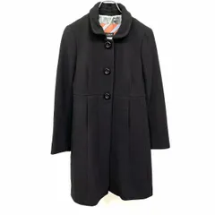 【中古】[印象AB] J.CREW ジェイクルー ステンカラーコート レディース 2 ブラック 黒 ウール×ナイロン 第4ボタンが隠しスナップボタン 長袖 3つボタン留め ラウンドカラー 裏地付き 無地のサムネイル