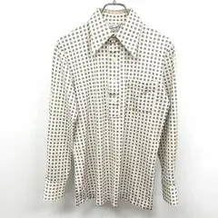 古着 Arnold Palmer プルオーバー カットソーシャツ スクエア柄 長袖 胸ポケット ポリエステル50%×綿50% S オフホワイト 白系 レディース