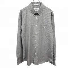 【中古】[印象A] Calvin Klein カルバンクライン ボタンダウンシャツ メンズ M ブラック 黒×白 綿など slim fit チェック 長袖 胸ポケットのサムネイル