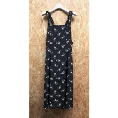 古着 ※ブランド不明 - - レディース 薄手 花柄シフォンロングワンピース 裏地無し 背中あき 肩紐 ノースリーブ - ライトブラック系