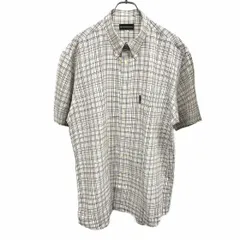 古着 ザ・スコッチハウス THE SCOTCH HOUSE シャツ チェック ボタンダウン 胸ポケット 半袖 綿×ポリ LL XL ブラウン×ブルー 茶×青 メンズ