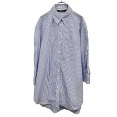古着 ザラ ZARA シャツワンピース シャツチュニック ストライプ 長袖 ビッグシルエット オーバーサイズ 綿×ポリ S ネイビー 紺×白 レディース