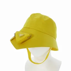 プラダ PRADA RE-NYLON トライアングルロゴ バケットハット 帽子 L イエロー 2HC282 国内正規