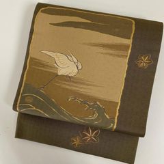 5-54 夏帯 夏物 開き名古屋帯 美品 正絹 着物 鳥模様 - メルカリ