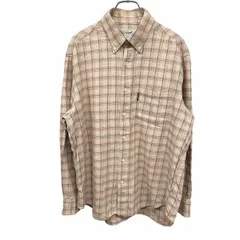 古着 クロコダイル Crocodile 微起毛 ボタンダウンシャツ チェック 長袖 胸ポケット 綿100% L ベージュ ベージュ×赤茶系×青×白 メンズ