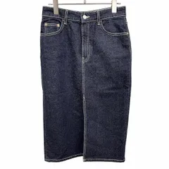 【中古】[印象AB] ザラ ZARA デニムスカート 無地 フロントスリット ロング フロントファスナー 裏地無し [EUR:S/USA:S/MEX:26] ブルー 青 レディース