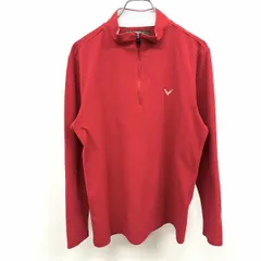 【中古】[印象B] Callaway WARMSPORT キャロウェイ モックネックTシャツ / カットソー メンズ M レッド 赤 ポリ100% ゴルフ 長袖 ハーフジップ ロゴ刺繍のサムネイル