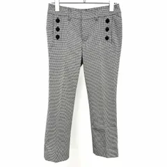 【中古】[印象AB] QUEENS COURT クイーンズコート クロップドパンツ レディース 0 ブラック 黒×白 ポリエステル×レーヨン×ポリウレタン フロントポケット無し(ボタンは飾り) バックポケットあり ジップフライ スリムフィット 千鳥格子のサムネイル