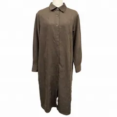 【中古】[印象AB] DHC ディーエイチシー シャツワンピース レディース L ダークブラウン こげ茶 ポリ×ナイロン ピーチ起毛 無地 長袖 裏地無し ポケット無しのサムネイル