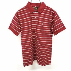 【中古】[印象AB] AIGLE エーグル ポロシャツ レディース S レッド×ホワイト 赤 綿100% コットン 裾の両サイドにスリット 鹿の子 ボーダー ロゴ刺繍 半袖 ポケット無しのサムネイル